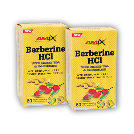 2x Berberină HCl + Ceai Verde și Păpădie 60 capsule