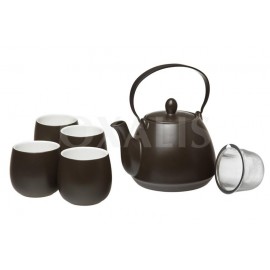 Set ceainic ceramic NIGRA + bol