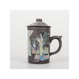 Cană ceramică cu infuzor cu motiv Geisha - grafit