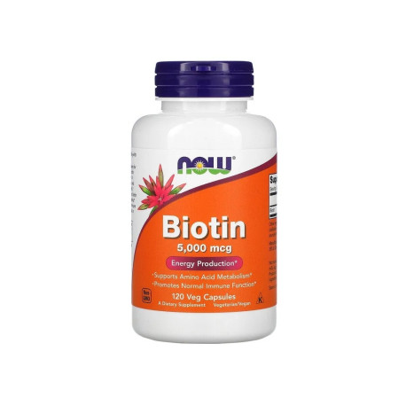 NOW FOODS Biotină 5000 mcg (Biotină) 120 Capsule Vegetariene