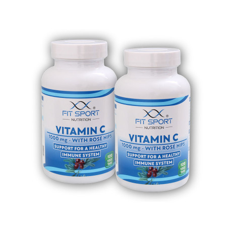 2x Vitamina C 1000mg cu măceșe 120 comprimate vegetale