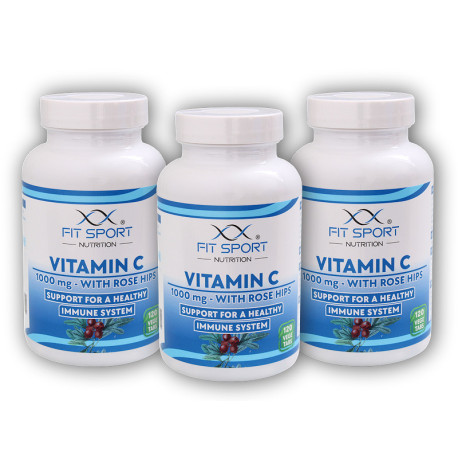 3x vitamina C 1000mg cu măceșe 120 comprimate vegetale