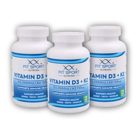 3x Vitamina D3 + K2 120 capsule vegetale