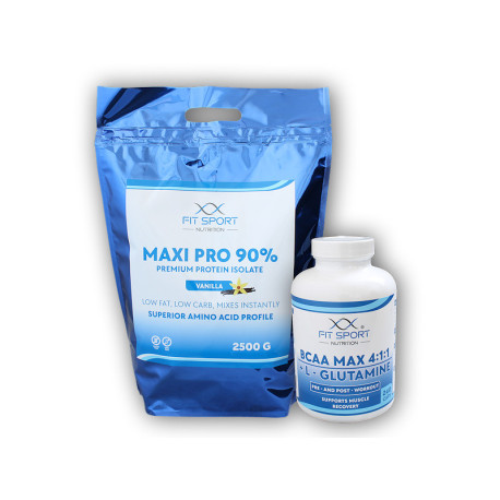 Maxi Pro 90% 2500g + BCAA 4:1:1 240cps - ciocolată albă cu nucă de cocos