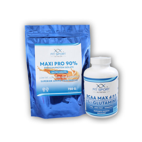 Maxi Pro 90% 750g + BCAA 4:1:1 240cps - Ciocolată Albă cu Nucă de Cocos