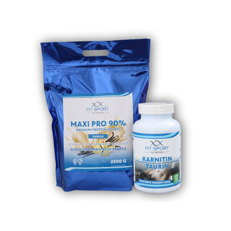 Maxi Pro 90% 2500g + Carnitină Taurină 120 capace vegetale - ciocolată albă de cocos