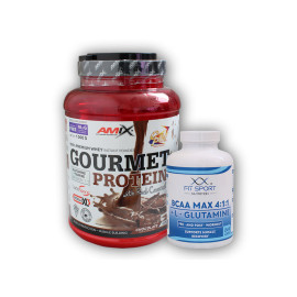 Gourmet Protein 1000g + BCAA MAX 4:1:1 + L-Glutamină 240 capsule - iaurt nucă de cocos-vanilie