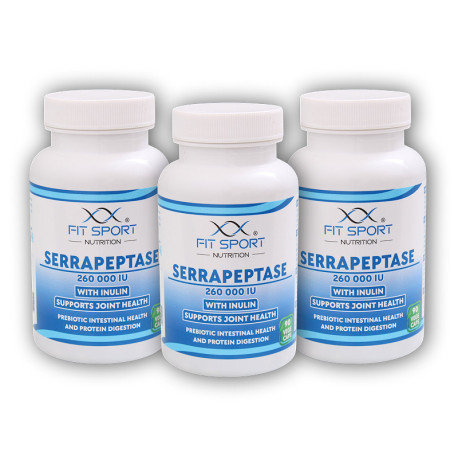 3x Serrapeptaza 260.000 UI cu Inulină 90 capsule vegetale