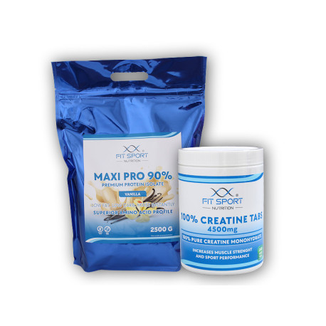 Maxi Pro 90% 2500g + 100% Cremină Tabs 4500mg 240 veggie Tabs - vanilie