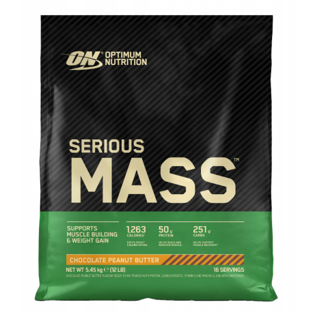 Optimum Nutrition Serious Mass 5450g Unt de arahide cu ciocolată