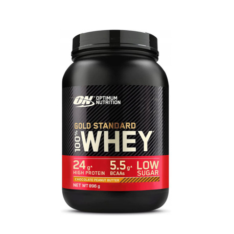 Optimum Nutrition 100% Whey Gold 900g Unt de arahide cu ciocolată