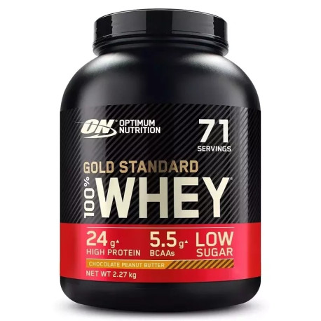 Optimum Nutrition 100% Whey Gold 2270g Unt de arahide cu ciocolată