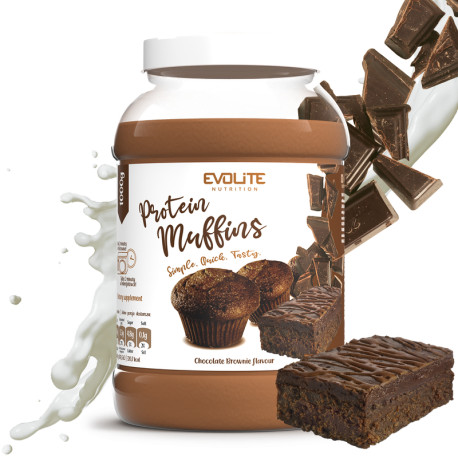 Brioșe proteice Evolite 1000g Brownie cu ciocolată