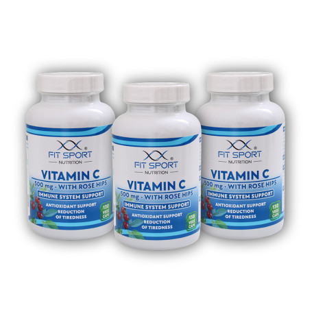 3x vitamina C 500mg cu Rose Hips 130cap