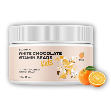 KIDS White Chocolate Vitamin Bears 120g (60 bucăți) - portocală
