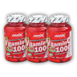 3x Vitamina C 1000mg + Măceșe trandafir 100 cps