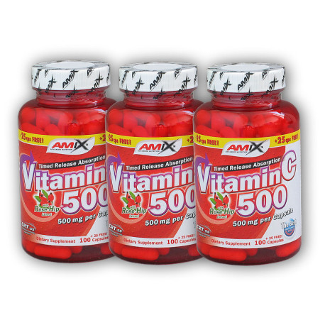 3x vitamina C 500mg + Rose Shhips 125 capsule