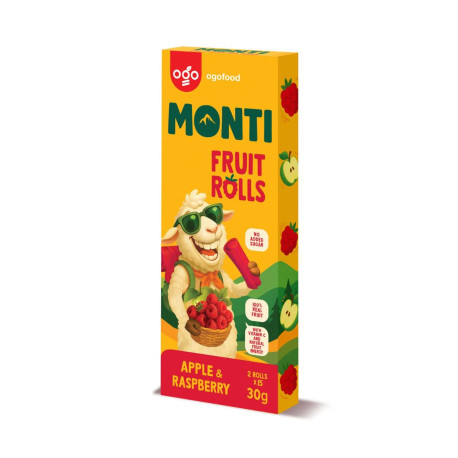 MONTI Fruit Tube Măr & Zmeură - 24x30g