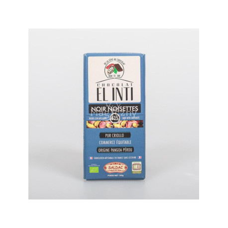 El Inti Chocolate 63% cu alune bio - 100 g