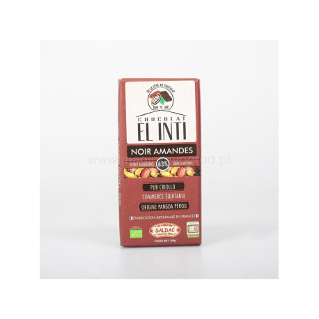 Ciocolată neagră 63% cu migdale organice - 100 g