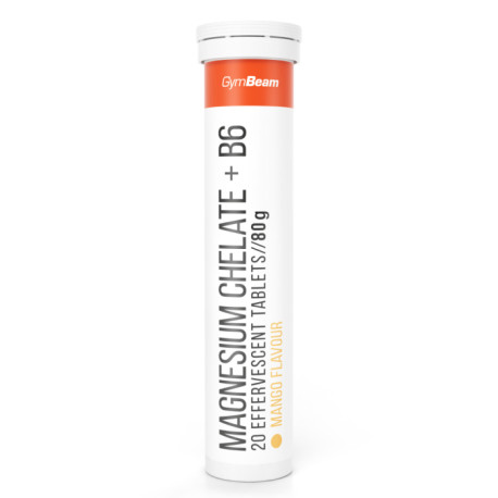 Chelat de magneziu + B6 spumant - GymBeam - mango proaspăt - 20 tablete.