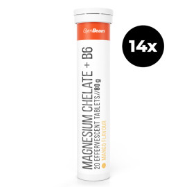 Chelat de magneziu + B6 spumant - GymBeam - mango proaspăt - 14 x 20 pastile