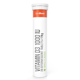 Vitamina D3 spumantoasă 1000 UI - GymBeam - Green Apple - 20 tablete.