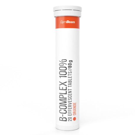 B-Complex 100% sclipitor - GymBeam - portocaliu - 20 de tablete.