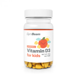 Vitamina D3, pastile pentru supt pentru copii 400 UI - GymBeam - portocaliu - 120 tablete.