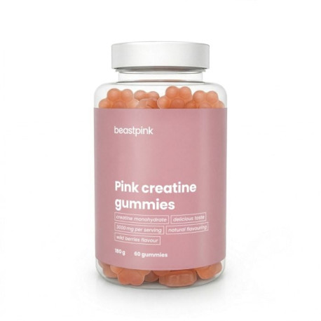 Gummies roz cu creatină - BeastPink - GymBeam - 60 de buzunare.
