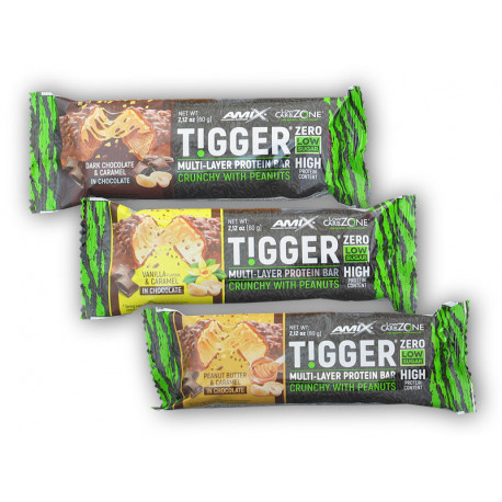 Baton proteic multistrat Tigger Zero 60g - Vanilla Caramel