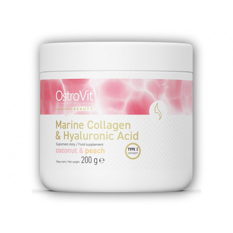 Colagen marin + acid hialuronic + vitamina C 200g - nucă de cocos-piersică
