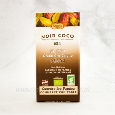 Ciocolată neagră 63% cacao cu nucă de cocos organică 100g