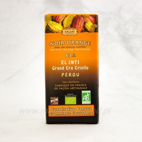 Ciocolată neagră 63% portocale confiate 15% organic 100g