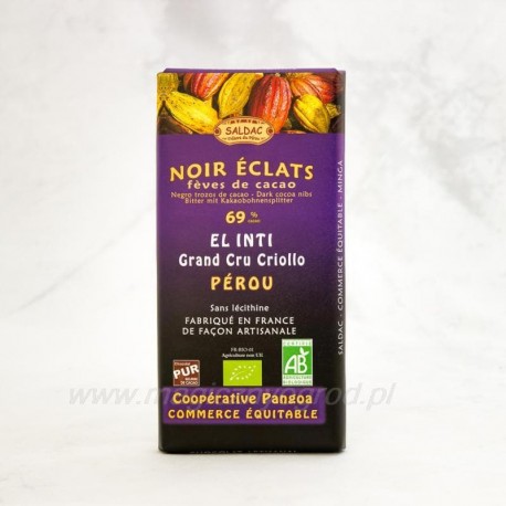 Ciocolată neagră 69% cu bucăți de nuci organice 100 g