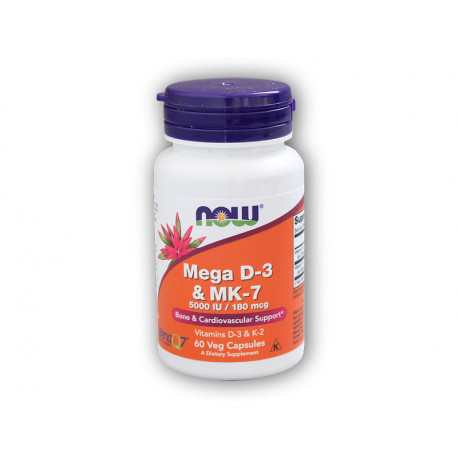 Mega D3 și MK-7 Vitamina d3 5000 UI și Vitamina K2 180ug 60 capsule vegetale