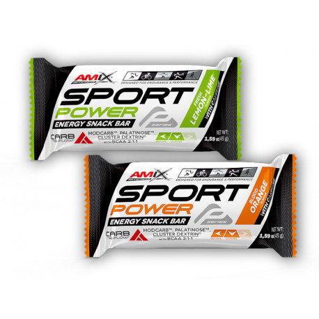 Sport Power Energy Snack Bar Cu Caffein 45g - portocale roșii